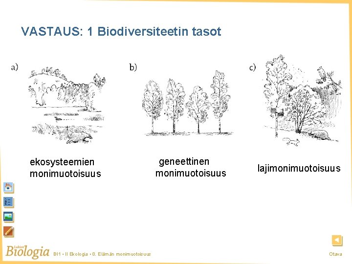 VASTAUS: 1 Biodiversiteetin tasot ekosysteemien monimuotoisuus BI 1 • II Ekologia • 8. Elämän