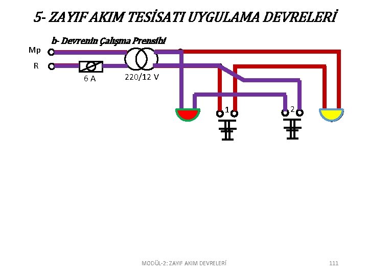 5 - ZAYIF AKIM TESİSATI UYGULAMA DEVRELERİ Mp b- Devrenin Çalışma Prensibi R 6