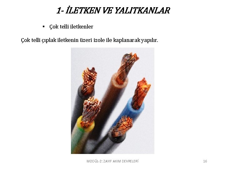 1 - İLETKEN VE YALITKANLAR § Çok telli iletkenler Çok telli çıplak iletkenin üzeri