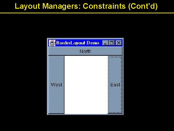 Layout Managers: Constraints (Cont’d) 