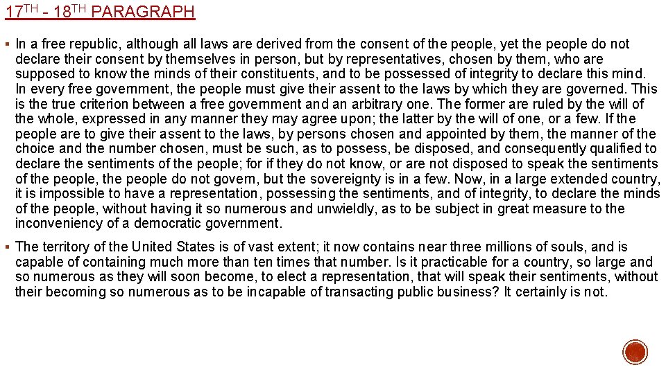 17 TH - 18 TH PARAGRAPH § In a free republic, although all laws