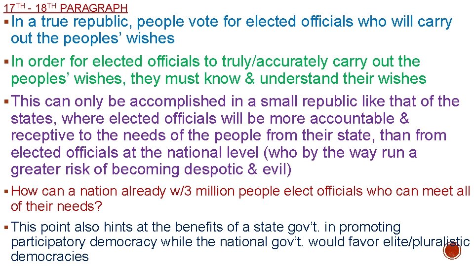 17 TH - 18 TH PARAGRAPH § In a true republic, people vote for