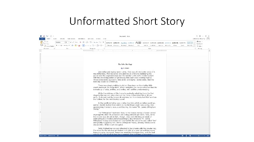 Unformatted Short Story 