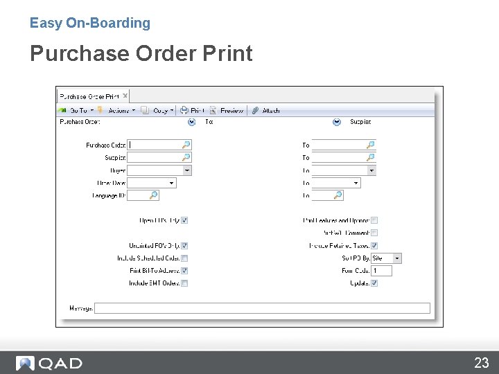 Easy On-Boarding Purchase Order Print 23 