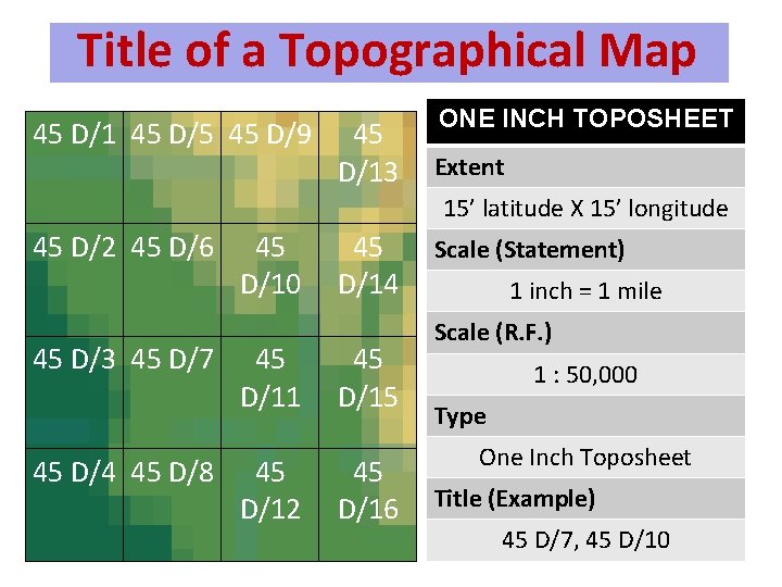 Title of a Topographical Map 45 D/1 45 D/5 45 D/9 45 D/13 ONE