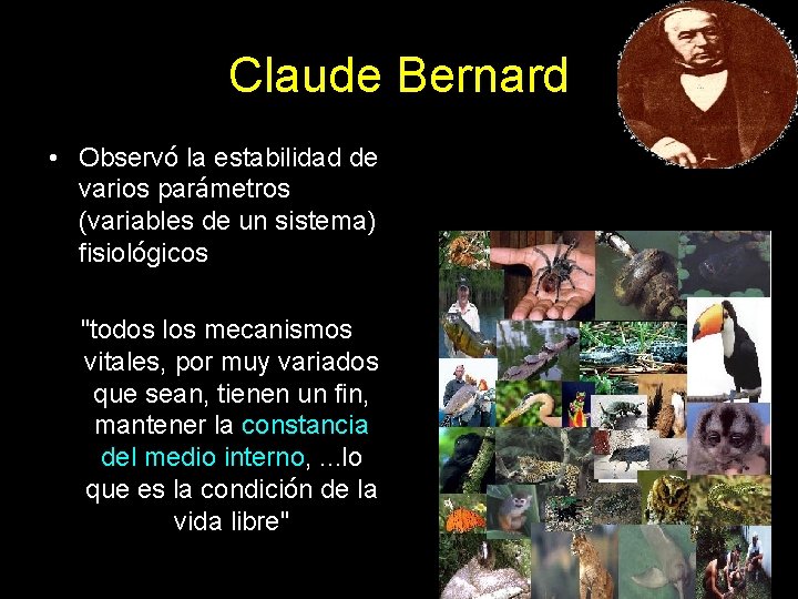 Claude Bernard • Observó la estabilidad de varios parámetros (variables de un sistema) fisiológicos