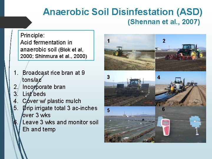 Anaerobic Soil Disinfestation (ASD) (Shennan et al. , 2007) Principle: Acid fermentation in anaerobic