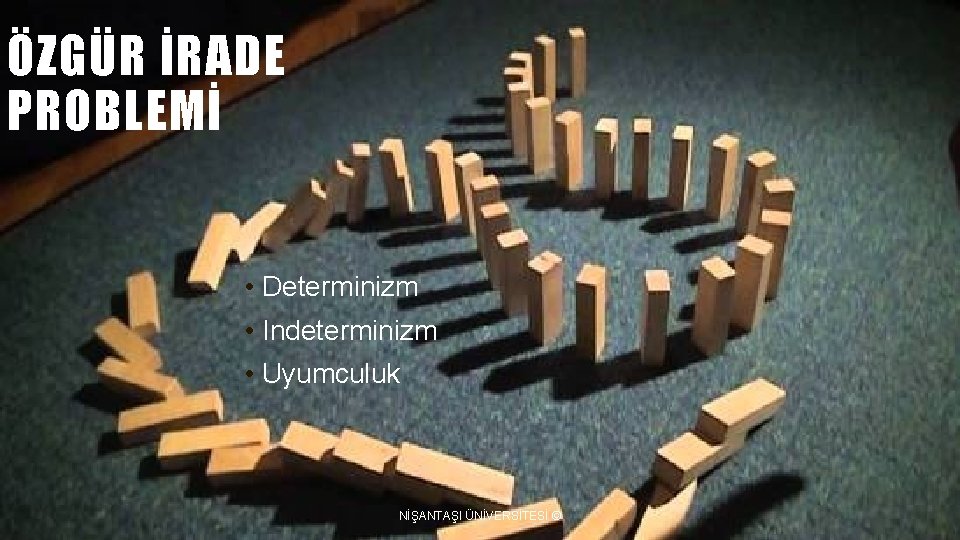 ÖZGÜR İRADE PROBLEMİ • Determinizm • Indeterminizm • Uyumculuk NİŞANTAŞI ÜNİVERSİTESİ © 