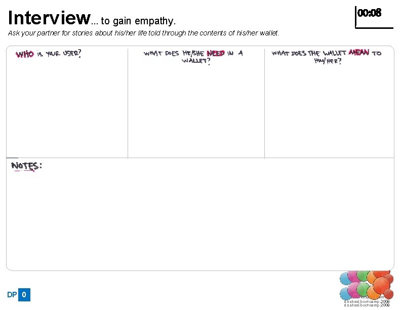Interview… to gain empathy. 00: 08 Ask your partner for stories about his/her life