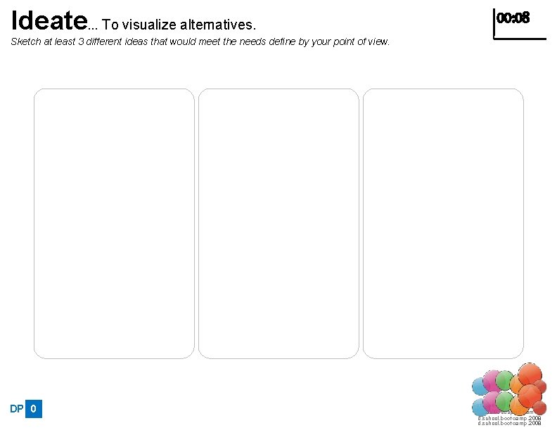 Ideate… To visualize alternatives. Sketch at least 3 different ideas that would meet the