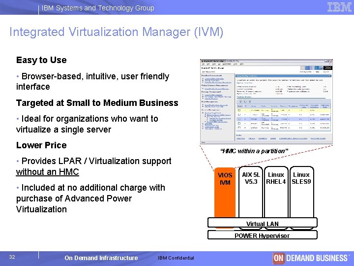 IBM Systems and Technology Group Integrated Virtualization Manager (IVM) Easy to Use Integrated Virtualization