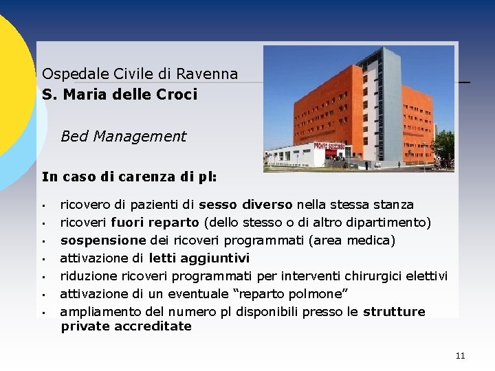 Ospedale Civile di Ravenna S. Maria delle Croci Bed Management In caso di carenza