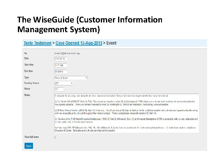 The Wise. Guide (Customer Information Management System) 
