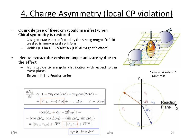 4. Charge Asymmetry (local CP violation) • Quark degree of freedom would manifest when