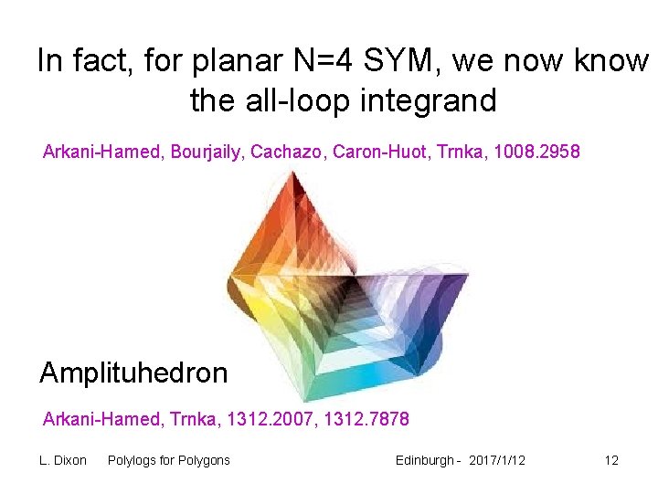 In fact, for planar N=4 SYM, we now know the all-loop integrand Arkani-Hamed, Bourjaily,