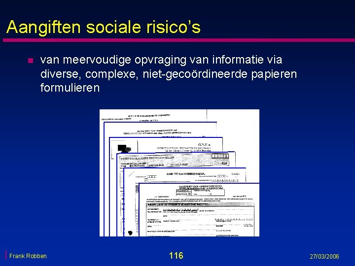 Aangiften sociale risico’s n van meervoudige opvraging van informatie via diverse, complexe, niet-gecoördineerde papieren