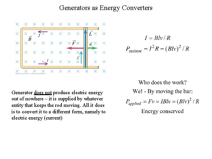 Generators as Energy Converters Generator does not produce electric energy out of nowhere –