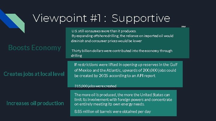 Viewpoint #1 : Supportive 2016 U. S. still consumes more than it produces. By