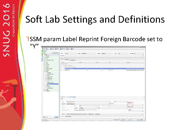 Soft Lab Settings and Definitions SSM param Label Reprint Foreign Barcode set to “Y”