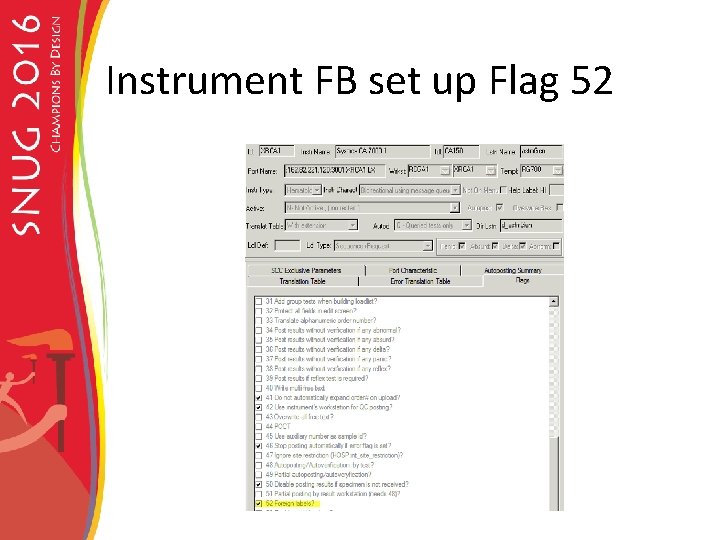 Instrument FB set up Flag 52 
