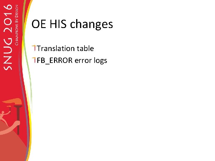 OE HIS changes Translation table FB_ERROR error logs 