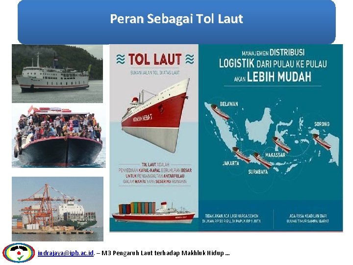 Peran Sebagai Tol Laut indrajaya@ipb. ac. id. – M 3 Pengaruh Laut terhadap Makhluk