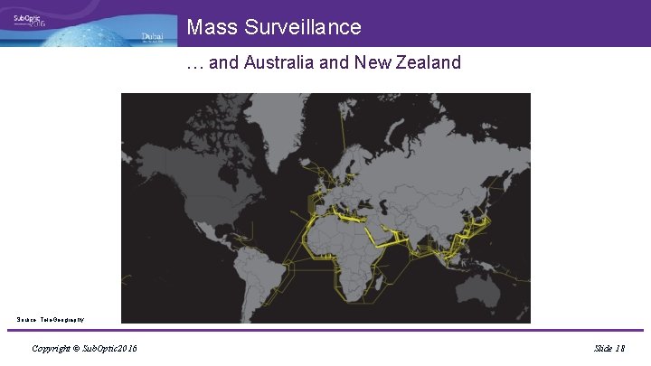 Mass Surveillance … and Australia and New Zealand Source: Tele. Geography Copyright © Sub.