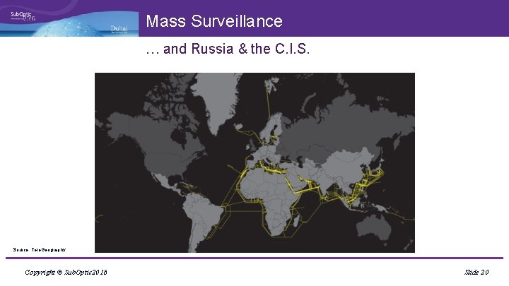 Mass Surveillance … and Russia & the C. I. S. Source: Tele. Geography Copyright
