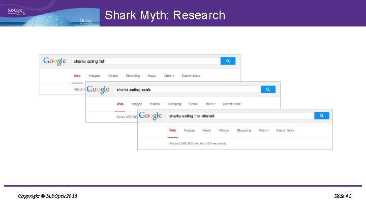 Shark Myth: Research Copyright © Sub. Optic 2016 Slide 43 