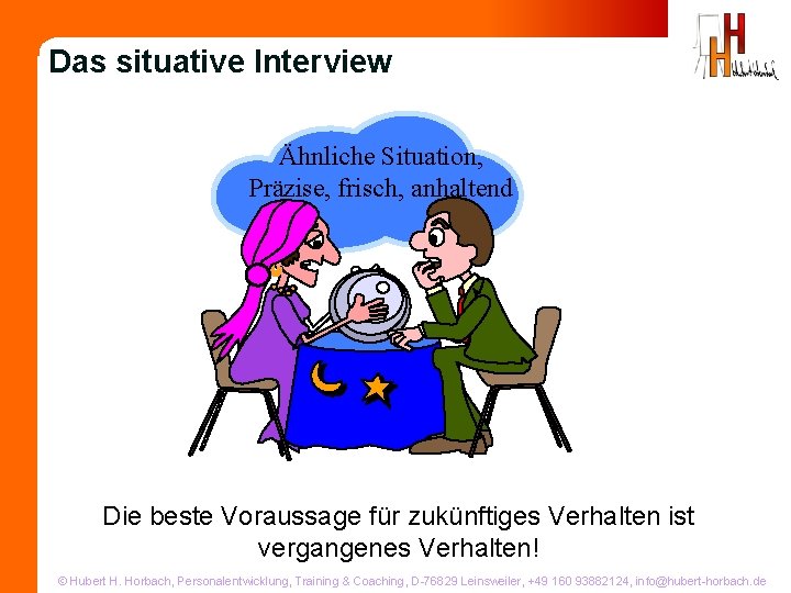 Das situative Interview Ähnliche Situation, Präzise, frisch, anhaltend Die beste Voraussage für zukünftiges Verhalten