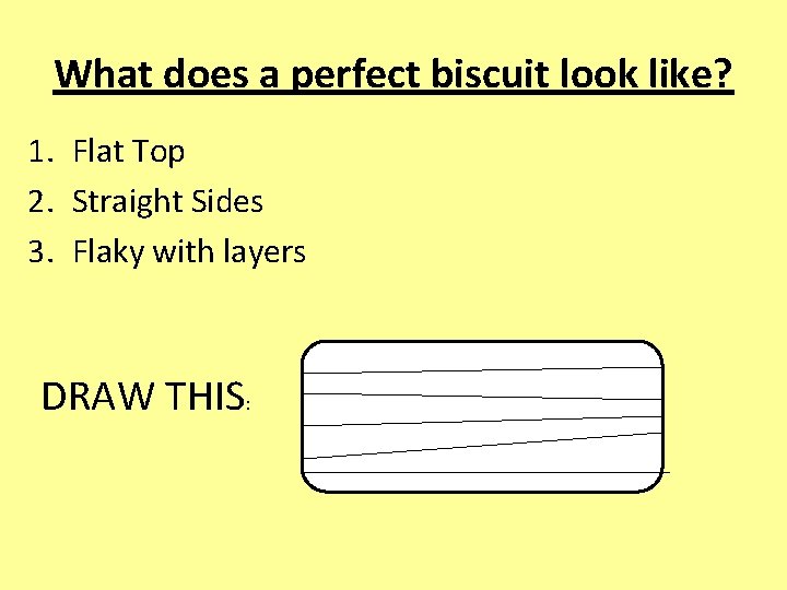 What does a perfect biscuit look like? 1. Flat Top 2. Straight Sides 3.
