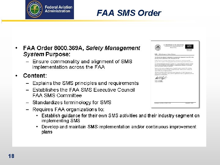 FAA SMS Order 18 
