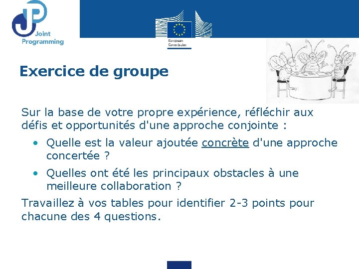 Exercice de groupe Sur la base de votre propre expérience, réfléchir aux défis et