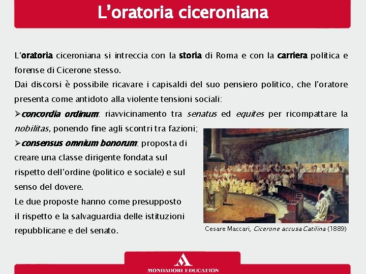 L’oratoria ciceroniana si intreccia con la storia di Roma e con la carriera politica