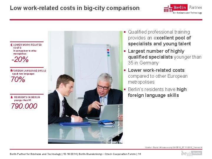 Low work-related costs in big-city comparison § Qualified professional training provides an excellent pool