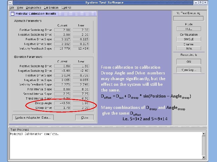 Acceptable Numbers From calibration to calibration Droop Angle and Drive numbers may change significantly,