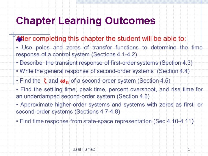 Chapter Learning Outcomes Basil Hamed 3 