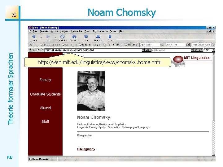 Theorie formaler Sprachen 72 KB Noam Chomsky http: //web. mit. edu/linguistics/www/chomsky. home. html 