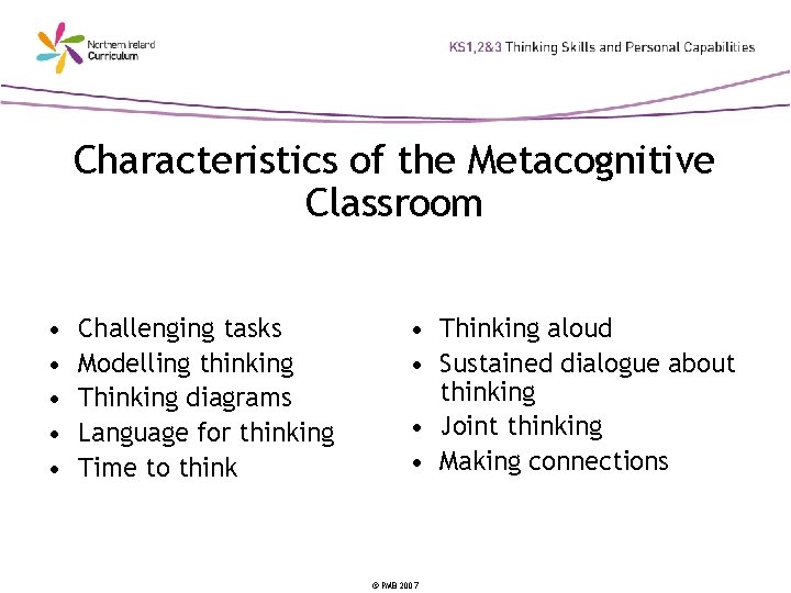 Characteristics of the Metacognitive Classroom • • • Challenging tasks Modelling thinking Thinking diagrams