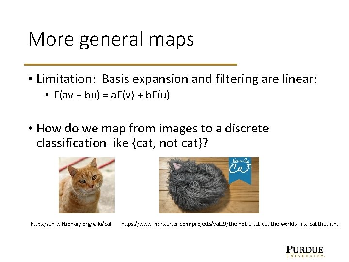More general maps • Limitation: Basis expansion and filtering are linear: • F(av +