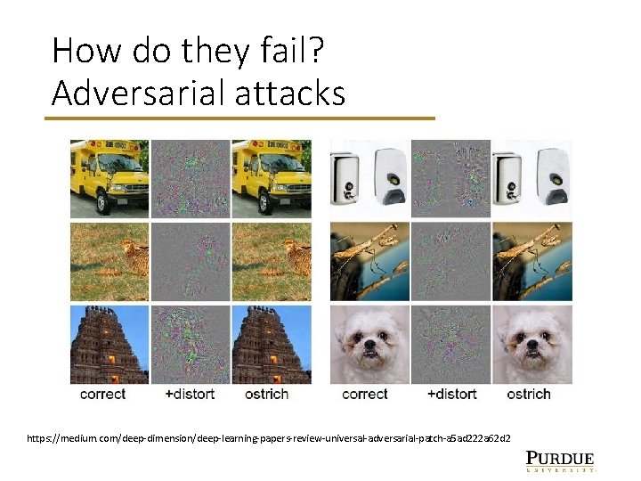 How do they fail? Adversarial attacks https: //medium. com/deep-dimension/deep-learning-papers-review-universal-adversarial-patch-a 5 ad 222 a 62