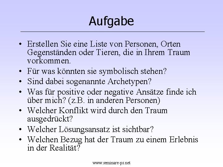 Aufgabe • Erstellen Sie eine Liste von Personen, Orten Gegenständen oder Tieren, die in