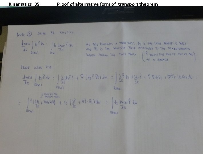 Kinematics 35 Proof of alternative form of transport theorem 