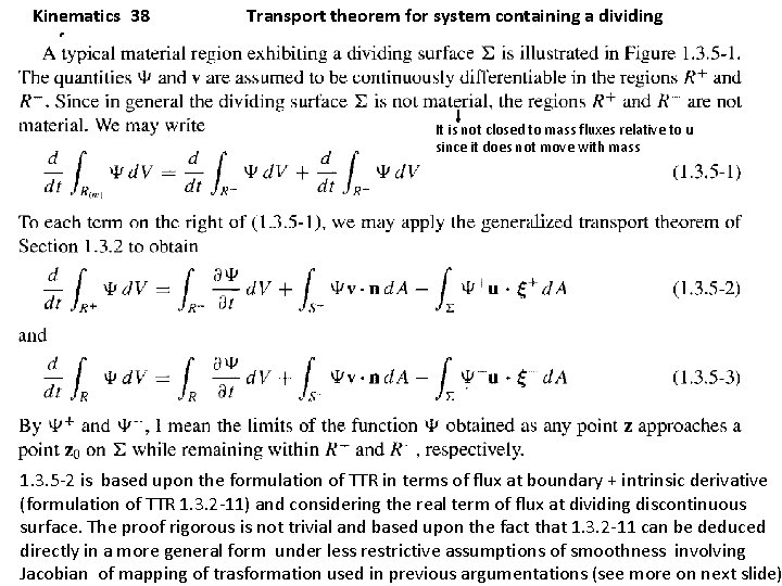 Kinematics 38 surface Transport theorem for system containing a dividing It is not closed