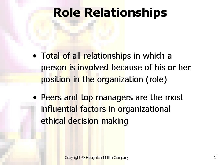 Role Relationships • Total of all relationships in which a person is involved because
