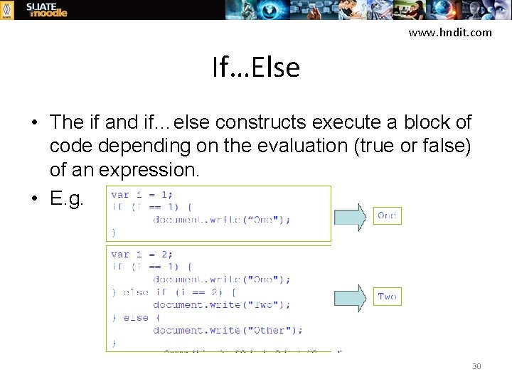 www. hndit. com If…Else • The if and if…else constructs execute a block of