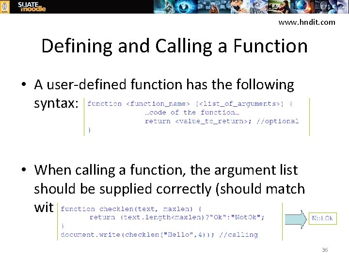 www. hndit. com Defining and Calling a Function • A user-defined function has the