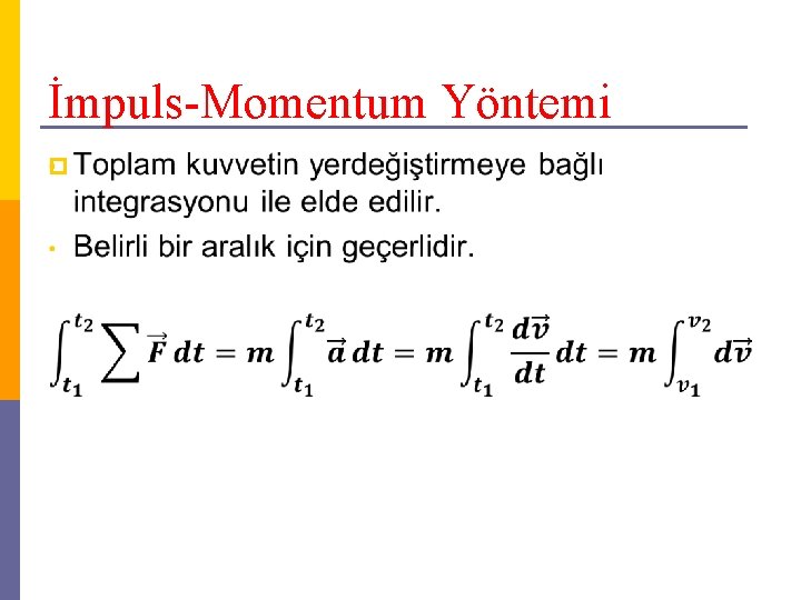 İmpuls-Momentum Yöntemi p 