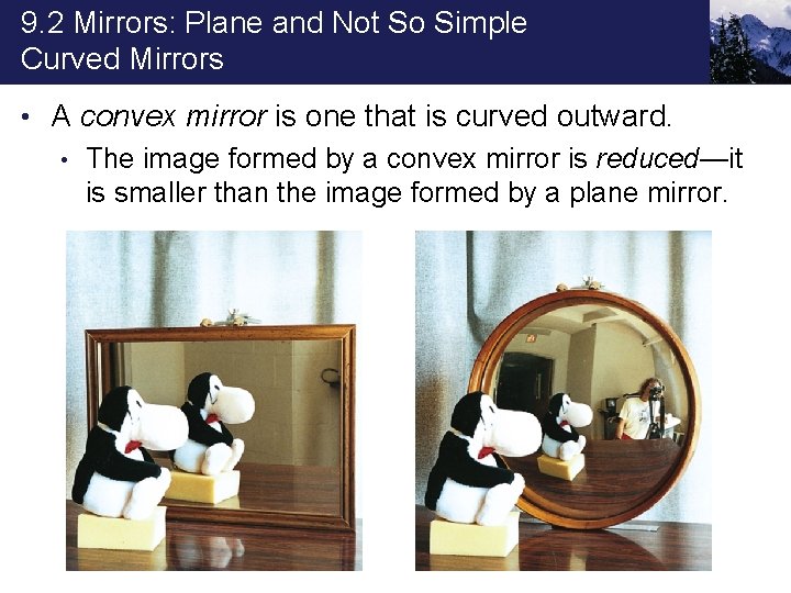 9. 2 Mirrors: Plane and Not So Simple Curved Mirrors • A convex mirror