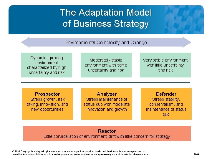 The Adaptation Model of Business Strategy Environmental Complexity and Change Dynamic, growing environment characterized